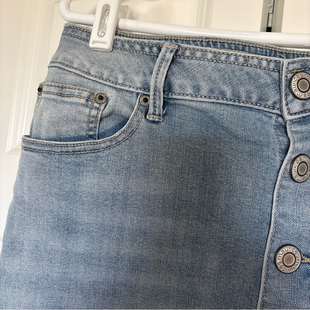 Maurices Light Blue Button-Front Denim Mini Skirt - Picture 8 of 13
